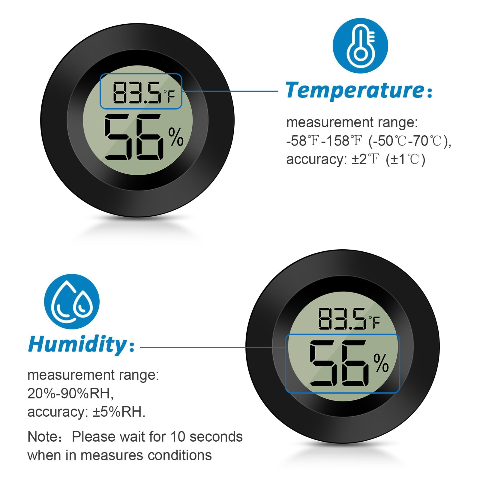 Hygrometer Thermometer Digital LCD Monitor Indoor Outdoor Humidity Meter  Gauge for Humidifiers Dehumidifiers Greenhouse Basement Baby room  Temperature Humidity Sensor Moisture Meter