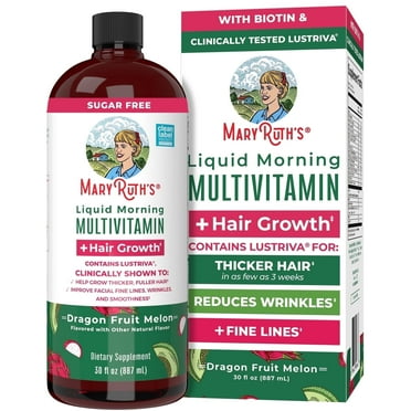 MaryRuth's Liquid Multivitamin    Hair Growth | Clinically Tested in Women for Thicker Hair & Facial Wrinkles | Biotin 10000mcg | Lustriva Hair Growth Supplements | Skin Care | Ages 18  | 30 Fl Oz