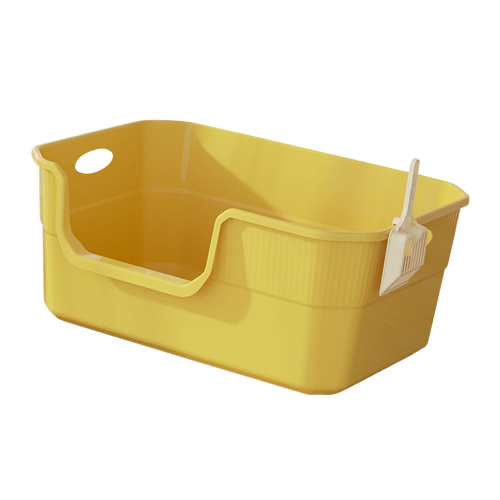 FITYLE Cat Open Top Pet Litter Tray Anti Splashing for Indoor Cats Cat Litter Container Cat Sandbox with High Sided Yellow