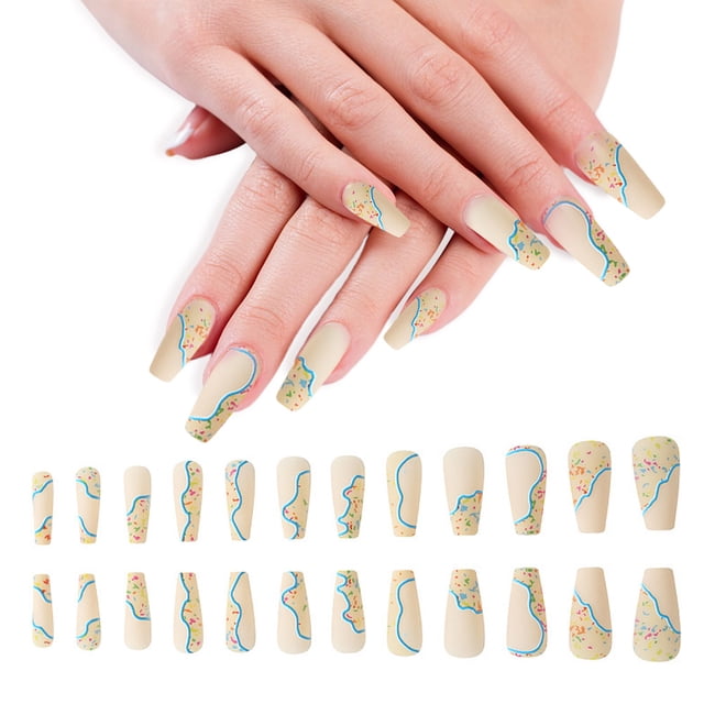 Uñas de ballet de 24 piezas, uñas postizas mate, serie de uñas acrílicas de cobertura total, mejora de uñas usables, uñas terminadas