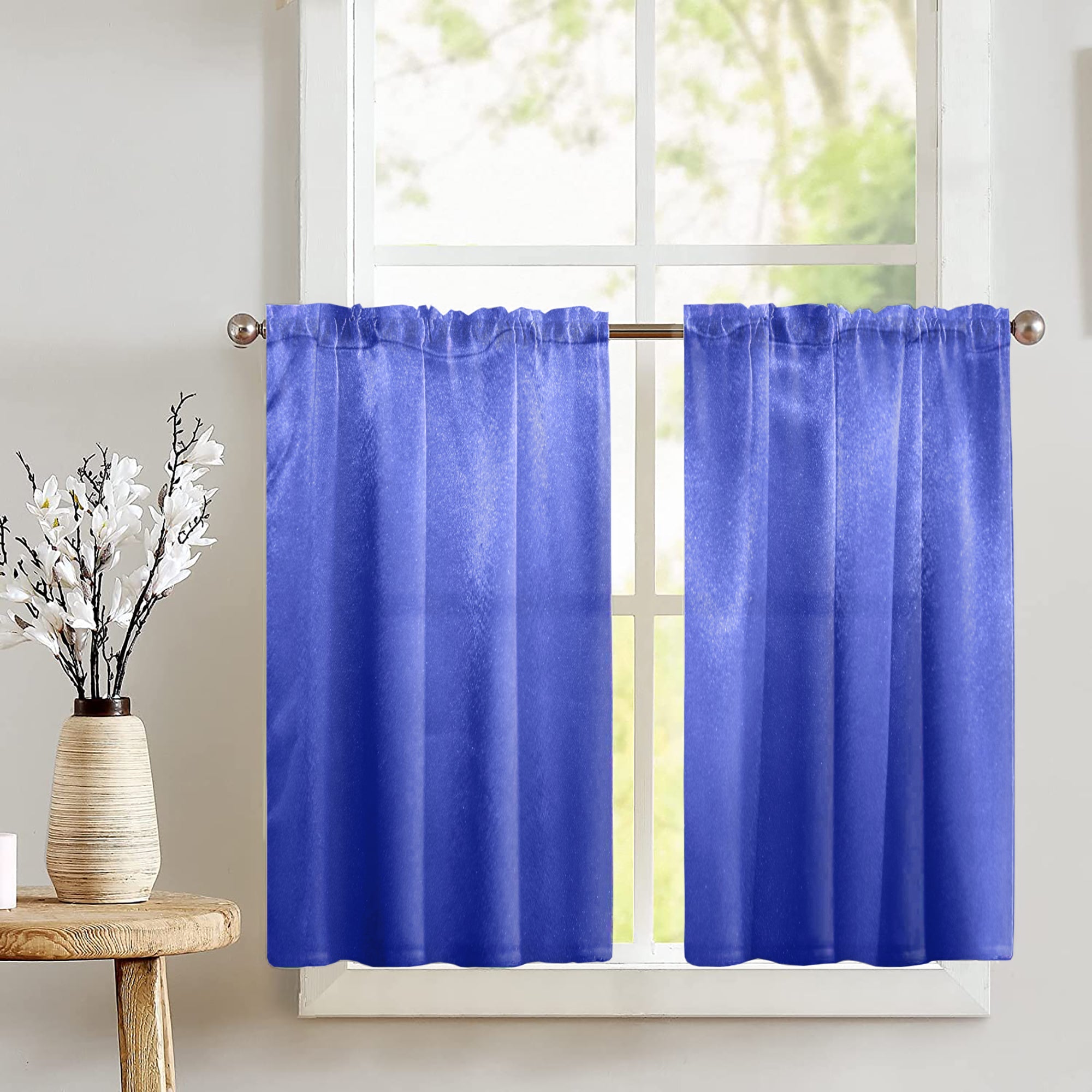Shiny Satin Solid Café Tier Curtains Window Treatment Kitchen Home