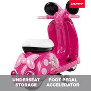 Disney Minnie Mouse 6V Euro Scooter Ride-on Battery-Powered Toy for Girls, Ages 1.5+ Years, by Huffy