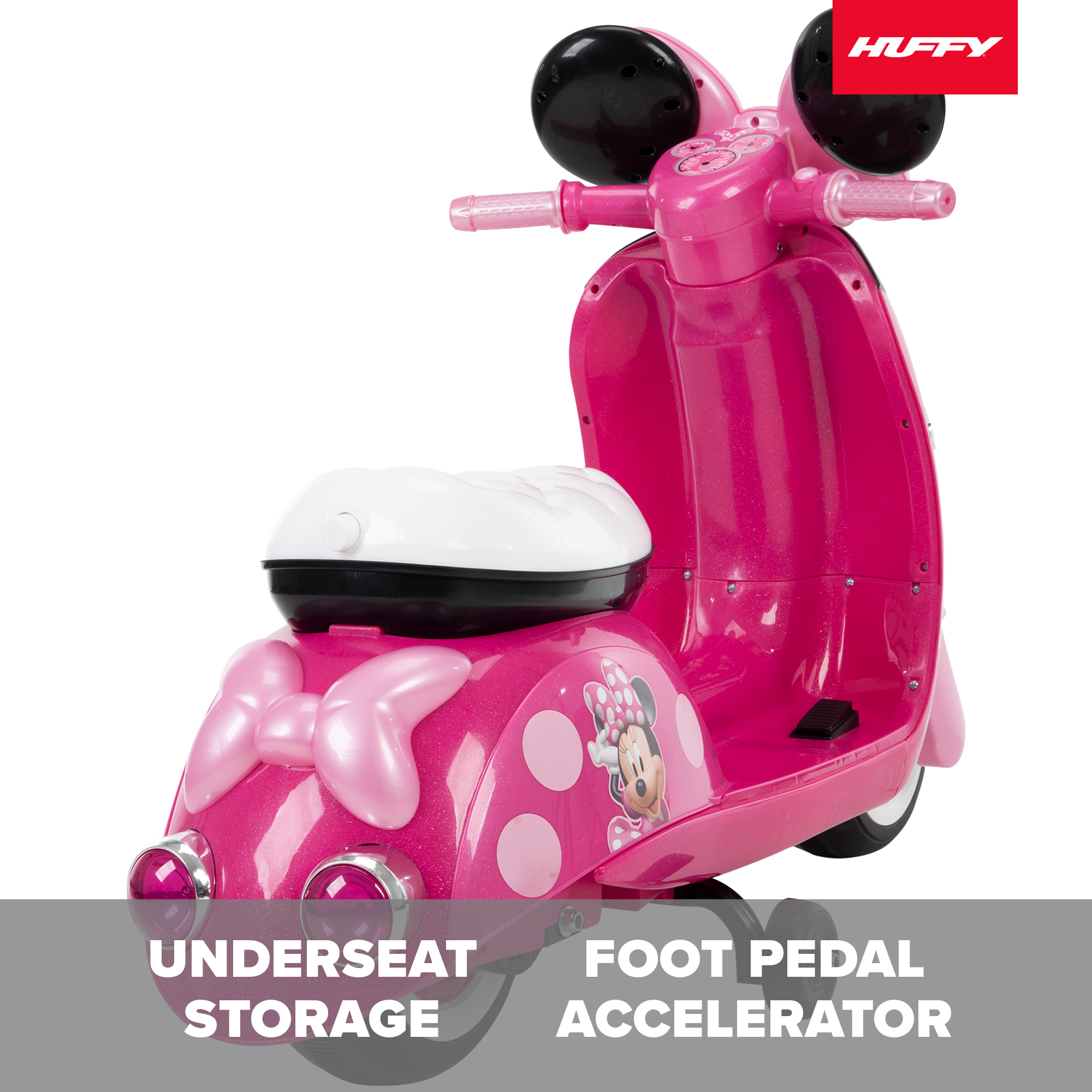 Disney Minnie Mouse 6V Euro Scooter Ride-on Battery-Powered Toy for Girls, Ages 1.5+ Years, by Huffy - image 3 of 14