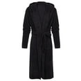 thumbnail image 4 of Capreze Men Dressing Gown Solid Color Wrap Robe Long Sleeve Bath Robes Fluffy Towelling Hooded Nightwear Black 4XL, 4 of 6