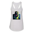 thumbnail image 2 of Wild Bobby, Colorful Cosmic Neon Astronaut Lunar Spaceman Moon Galaxy, Fashion, Women Racerback Tank Top, White, X-Large, 2 of 4