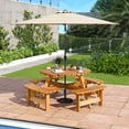 thumbnail image 5 of Costway 8-Person Round Picnic Table Set with 4 Built-in Benches 2" Umbrella Hole, Yellow, 5 of 11