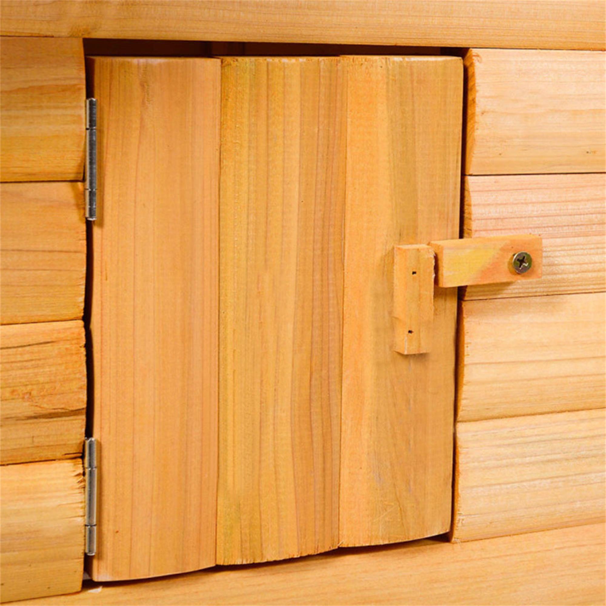 resenkos 62" Wood Outdoor Rabbit Hutch, Solid Firwood Hen House with Run, Pet Chicken Coop for Small Animals, Beige