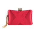 thumbnail image 1 of Bolso de noche para mujer con borlas y colgante de diamantes de imitación y ranura Rojo, 1 of 9