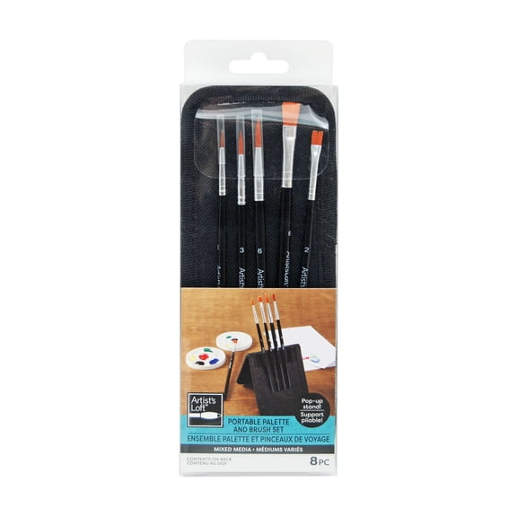 Artist's Loft Artists Loft Watercolor Brush Set, Travel Disassembling Taklon, Black, 5-Piece