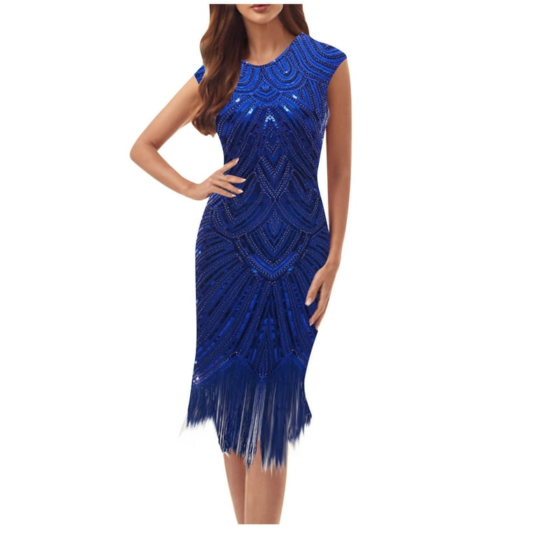 Alkepwun Sexy Dresses for Women Round Neck Sleeveless Sequined Fringe Mini- Dress Latin Dance Dresses Club Night Out Dress, Cocktail Dresses for Women  - Walmart.com