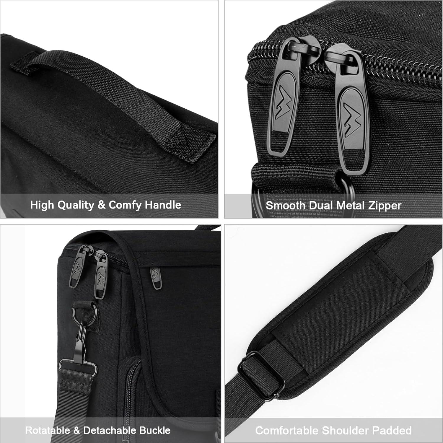 Matein Messenger Bag for Men, 15.6'' Water-Resistant Laptop Briefcase Bag with Shoulder Strap, Black