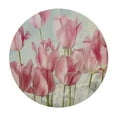 thumbnail image 2 of JEUXUS Tablecloth Round Table Cover Pink Flower Watercolor Plant Tulip Flowers Picture White, 2 of 7