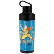 Avatar The Last Airbender Official Aang Wind Blast 18 oz Insulated Water Bottle, Leak Resistant, Vacuum Insulated Stainless Steel with 2-in-1 Loop Cap