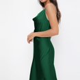 thumbnail image 5 of Jzuxvd Women's Spaghetti Strap Cowl Neck Long Slip Satin Silk Midi Dress Dark Green M, 5 of 6