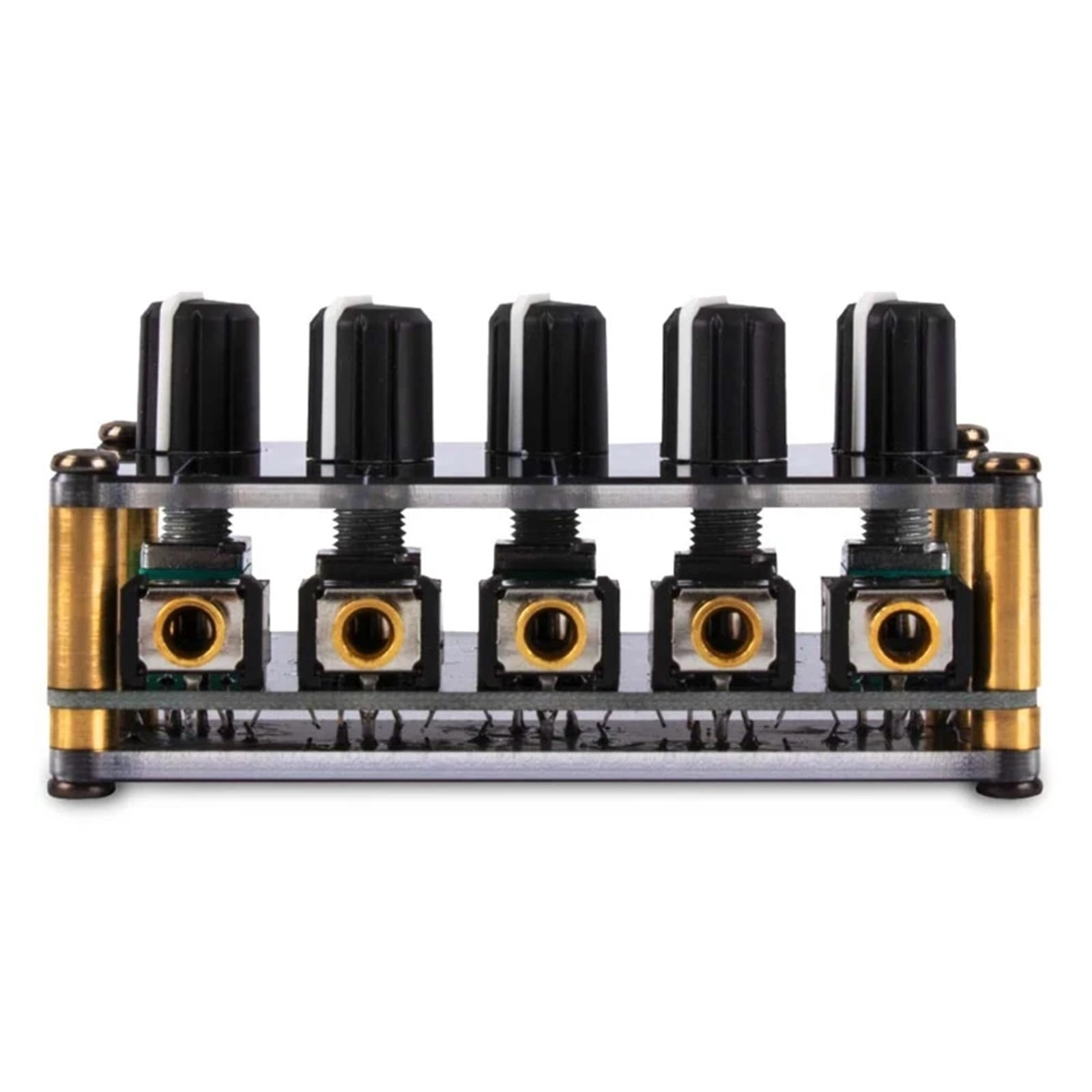 Mini 4 Channel Stereo Line Mixer 4in1out for Live Studio Recording Low Noise Small & Sophisticated Aud-io Passive Mixer ,Precision Control