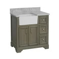 thumbnail image 5 of Zelda 36" Farmhouse Bathroom Vanity with Weathered Gray Cabinet and Carrara Marble Top, 5 of 6