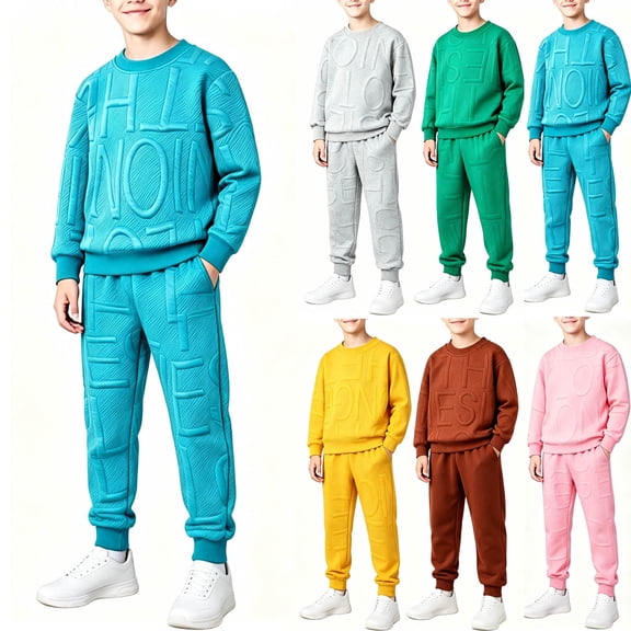 NAISIBABY Boys Sweatshirt Outfit Sets Size 7, Lightweight Print Crew-Neck Long-Sleeve Pullover Jogger Pants 2PC Fall Set Green