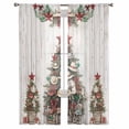 thumbnail image 3 of Western Christmas Sheer Curtains 63 Inches Length 2 Panels Set, Window Sheer Curtains for Living Room/Bedroom, Xmas Cowboy Tree Vintage Wooden Light Filtering Rod Pocket Curtain 52'' x 63'' x 2, 3 of 7