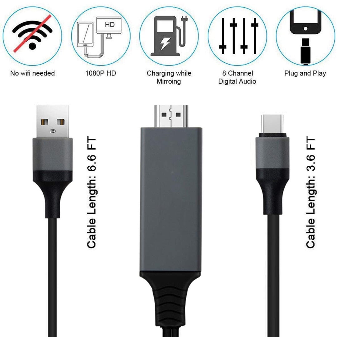 Hdmi Cable for Android Phone to TV, MQSHOP Type-C to HDMI Converter Cable Feet 1080P HDTV Adapter for Samsung Galaxy-Not Applicable to Micro USB - Walmart.com