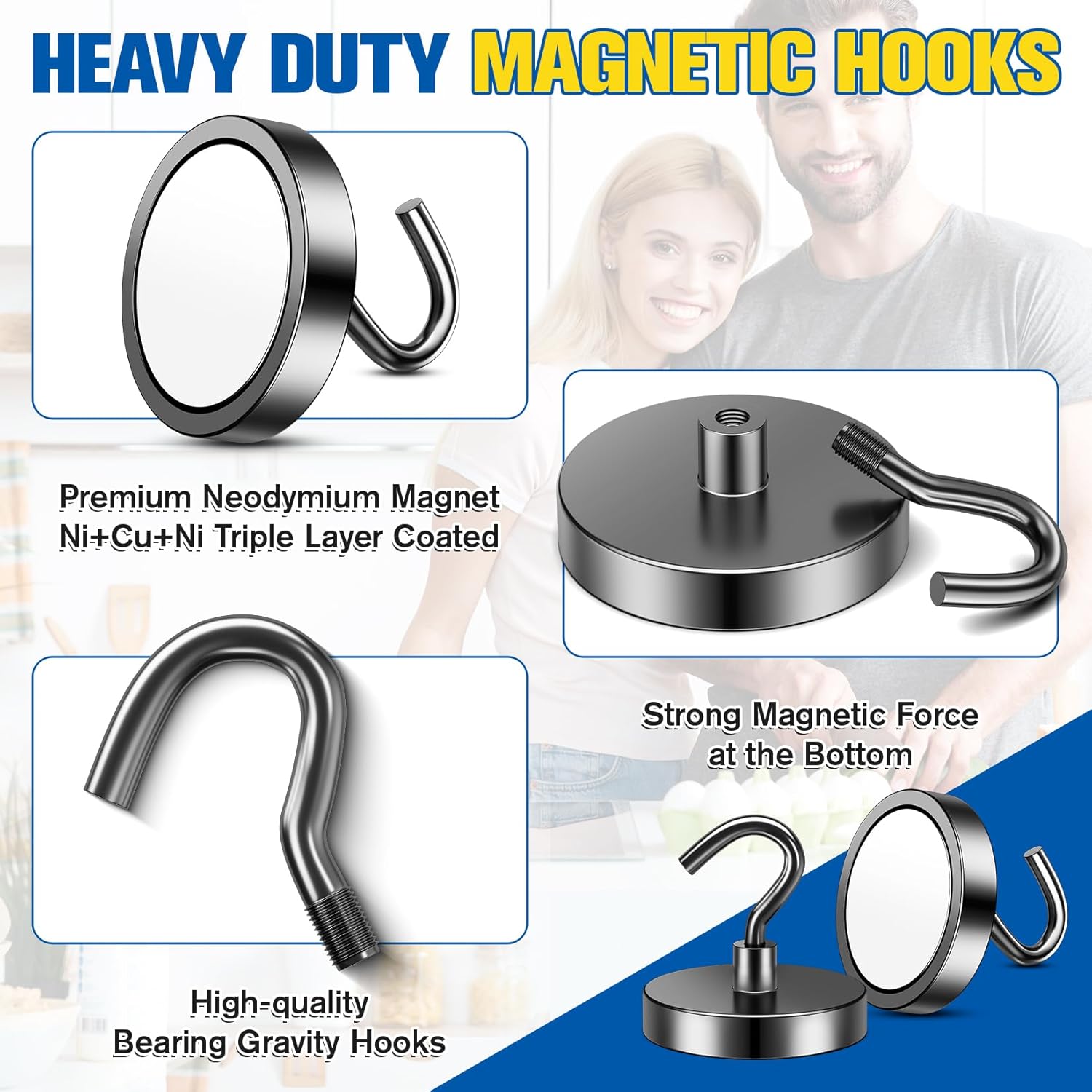 GRTARD 10-Pack Magnetic Hooks Heavy Duty 110 lbs photo 3