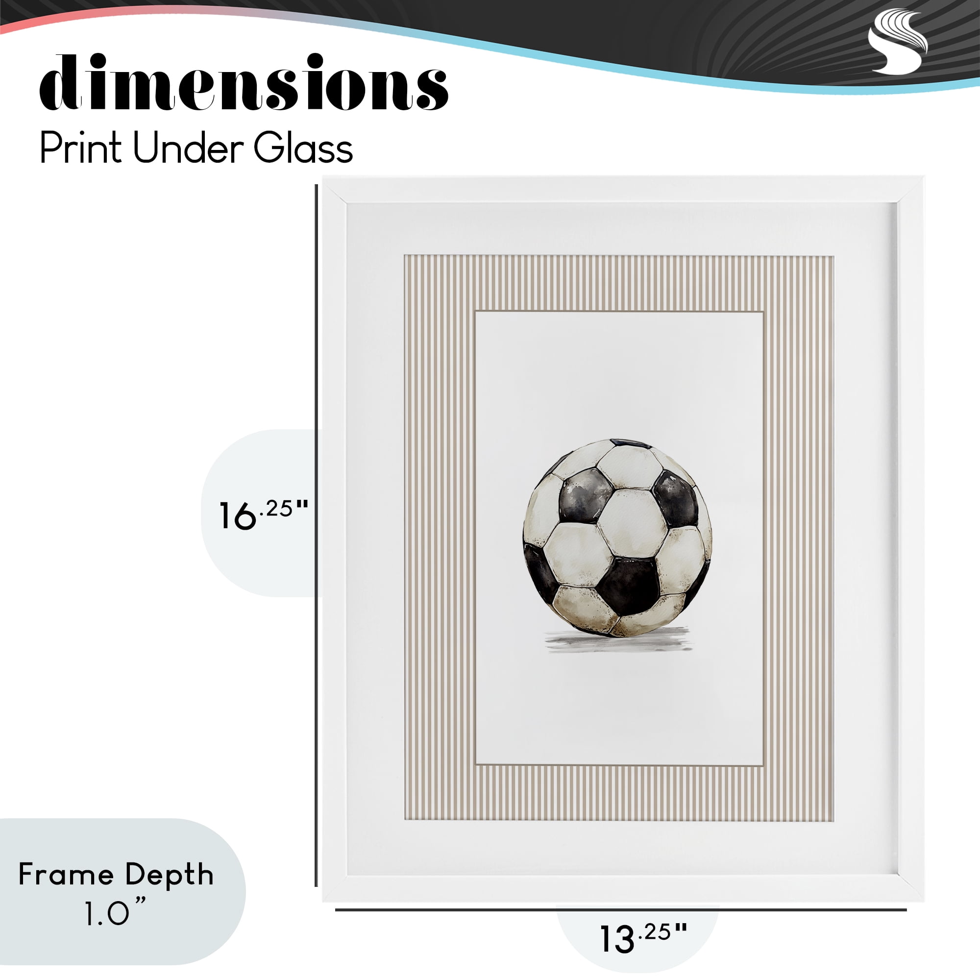 Stupell Industries Vintage Sports Soccer Ball White Framed Print Under Glass, design by Christine Simpson Art