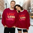 thumbnail image 2 of HNMKIU Valentine Day Matching Couple Hoodless Sweatshirt 'LOVE' Printed Crew Neck Sweatshirt for Women and Men Pullover 03_Red，L, 2 of 4