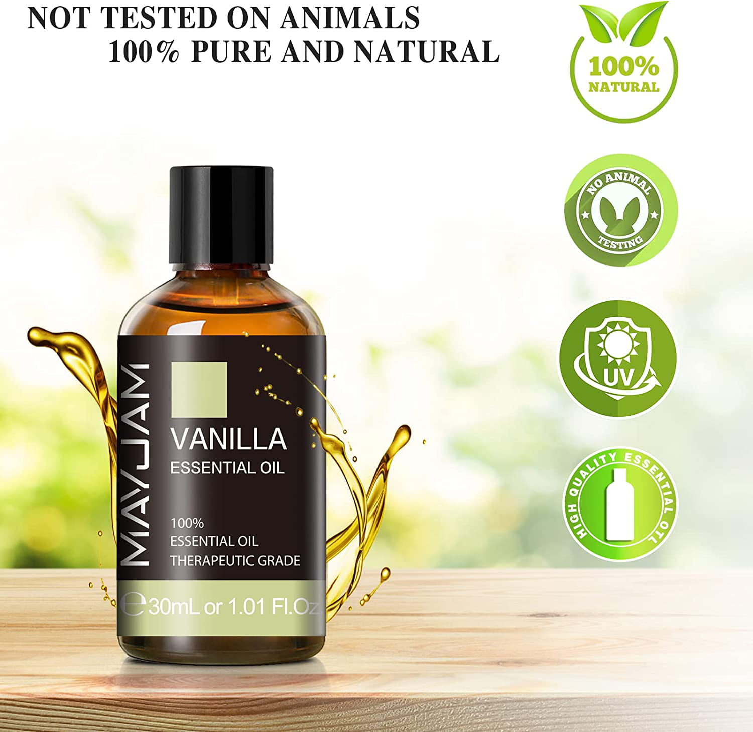 MAYJAM 30ml Vanilla Essential Oils for Aromatherapy & Diffuser, Hair & Skin Care, Massage, DIY Soap Candle Making, Fragrant and Long Lasting Vanilla