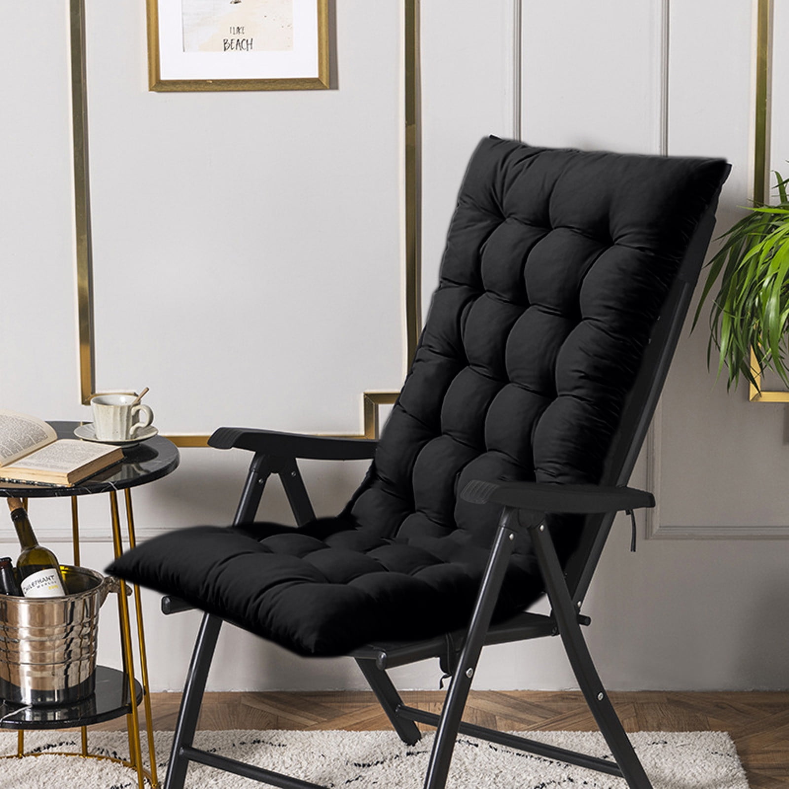HOARBOEG Rocking Chair Cushions Indoor, Outdoor Rocking Seat Cushions Tufted Corduroy Seat Pad Plush Seat Pad, One-piece Cushions with Backrest for Living Room, Tatami & Home, 15.75*43.31in