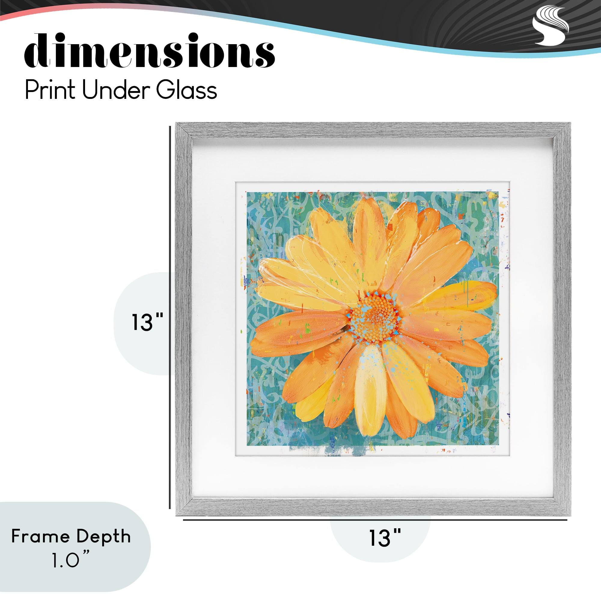 Stupell Industries Urban Daisy over Graffiti Gray Framed Print Under Glass, design by Porter Hastings