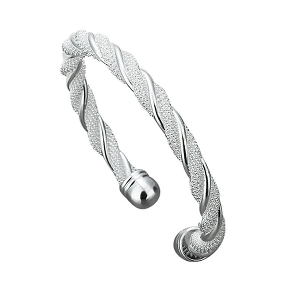 OPOLSKI Fashion Simple Silver Plated Twist Cuff Bangle Open Bracelet Jewelry Silver