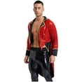 thumbnail image 3 of TiaoBug Mens Circus Ringmaster Jacket Costume Glitter Sequins Magician Blazer Tailcoat Outerwear Red L, 3 of 7