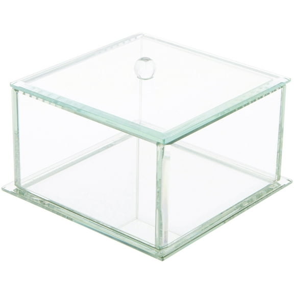 Bard's Clear Beveled Glass Display Box for Jewelry or Keepsakes, 4.25" W x 4.25" D x 3.75" H