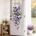 thumbnail image 5 of Lyacmy 2 Pcs Artificial Hanging Flowers for Outdoor Spring Decor, White Purple UV Resistant Fake Flower Petunias for Outdoor Garden Porch Patio Wedding Decor, 5 of 9