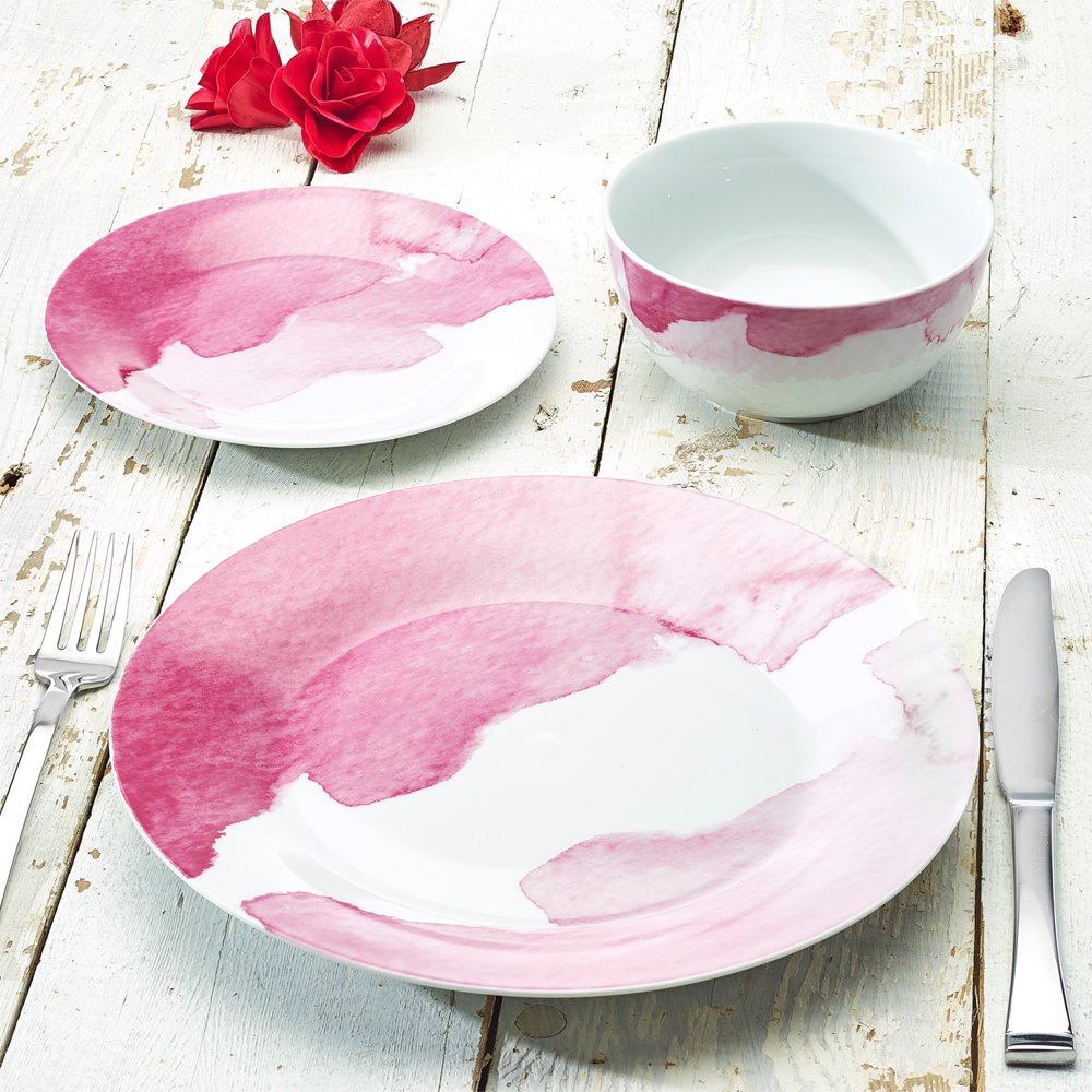 Blush Watercolor Collection 12Piece Porcelain Dinnerware Set, Walmart