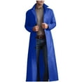 thumbnail image 2 of Juebong Mens Faux Leather Trench Coat Casual Full Length Steampunk Long Overcoat Vintage Open Front Cardigan Fall Jacket Blue,XXXXXL, 2 of 6