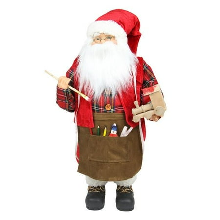 Santa Claus Train - Northlight Seasonal Animated Santa Claus Painting a Toy Train Christmas Decoration