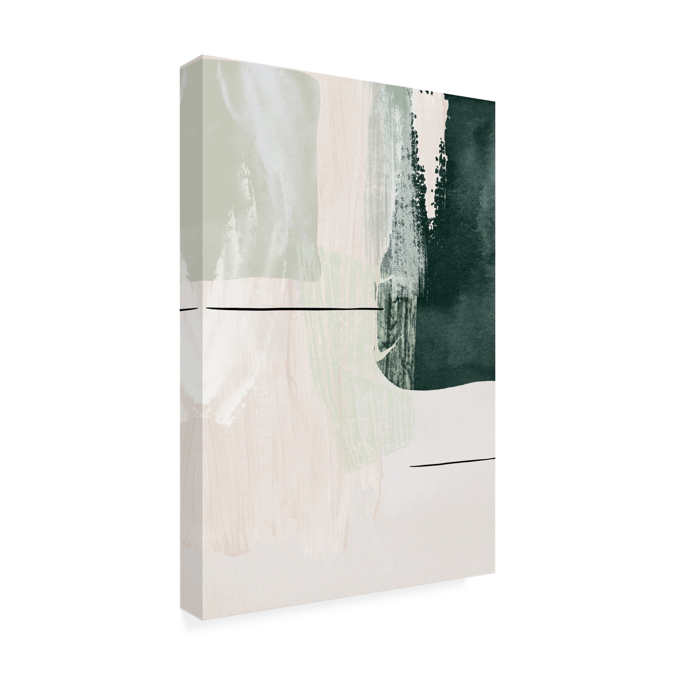 Trademark Fine Art Sally Ann Moss Abstract Shapes in Green 2 Canvas Wall Art