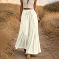 thumbnail image 2 of ZHYou No Boundarie Wide Leg Pants for Women High Waist Tie Front Split Flowy Lightweight Palazzo Casual Baggy Fit Trousers,Beige,Size L, 2 of 5