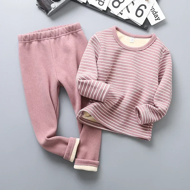 Winter Kids Pajamas Sets Warm Korean Pyjamas For Boys Thicken Girls Sleepwear 2 12years Fleece Baby Thermal Underwear
