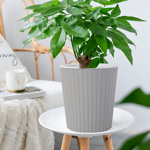 ACDANC Self-Watering Planter Pot with 2-Week Water Reservoir – Automatic Plant Watering System for Indoor & Outdoor Use (7-inch,White/Gray/Blue) – Ideal for Herbs,Succulents & Flowers