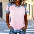 thumbnail image 2 of Sexlip Womens Short Sleeve Ombre Crew Neck T Shirt Gradient Design Breathable Fabric Relaxed Silhouette for Beach Days Pink XL, 2 of 5