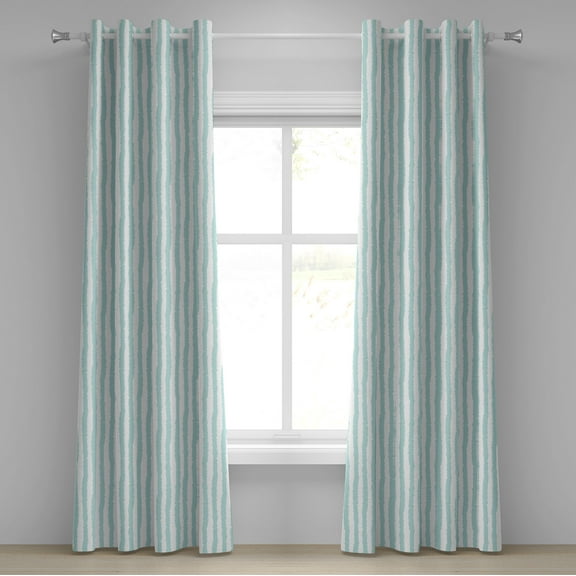 Ambesonne Aqua Grommet Curtain, Sketchy Grunge Stripes, 50" x 108", Seafoam White