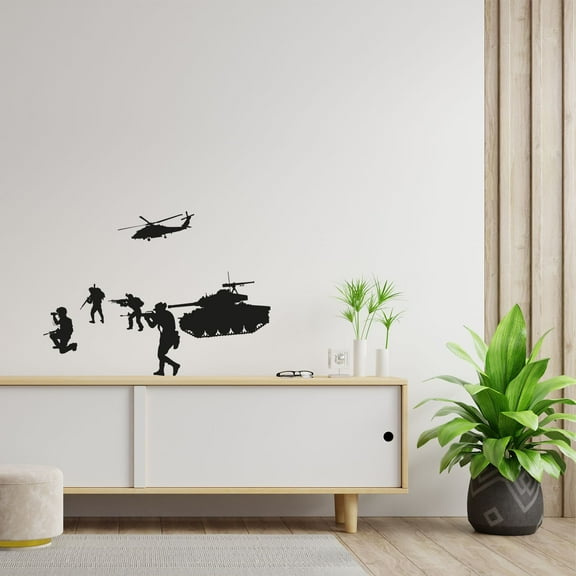 Combat Position Military Swat Team Army Men Soldier Wall Sticker Art Decal for Boys Girls Room Rooms Bedroom Playroom Kid House Home Decor Stickers Walls Art Vinyl Decoration Size (22x30 inch)