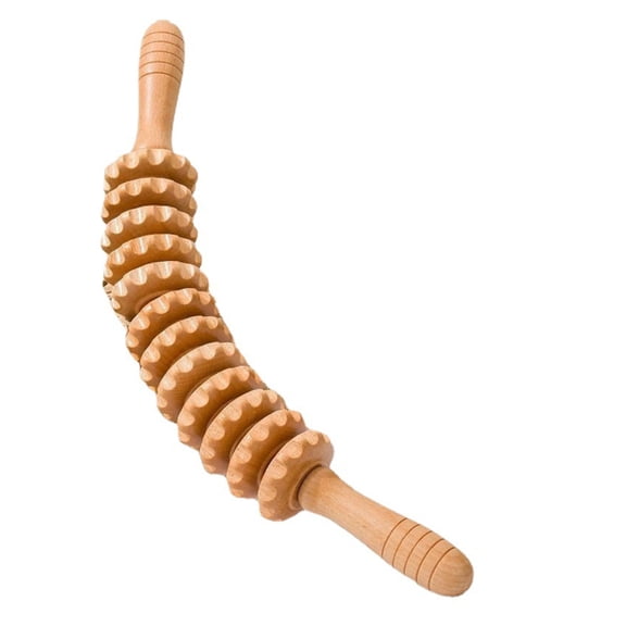 Manual Body Roller Massage Tool Wooden Construction 12 Nodes For Neck Stiffness And Lumbar Support