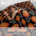 thumbnail image 4 of Basketball Sports Comforter Set Queen Size, Orange Basketball and Hoop Modern Black Soft Bedding Set for Man Woman, 4 Pieces Duvet Cover Set with Fitted Sheet, 2 Pillowcases, 4 of 9