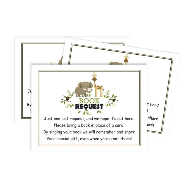 Inkdotpot 30Jungle Animals Gender Neutral Baby Shower Book Request Cards Bring A Book Instead Of A Card Baby Shower Invitations Inserts Games