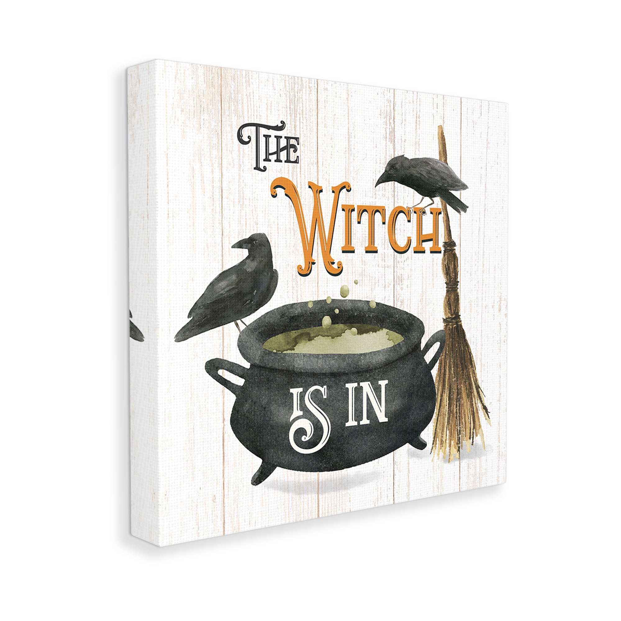 Stupell Industries Witch Cauldron & Crows Holiday Painting Gallery Wrapped Canvas Art Print Wall Art, 36 x 36