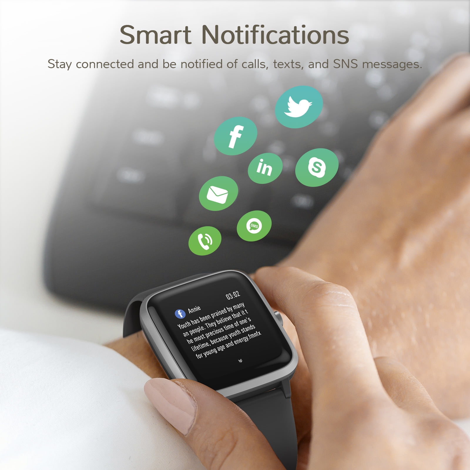 Buy Letsfit ID205L Smart Watch with Heart Rate Monitor, 1.3 inch Touch  Screen, IP68 Waterproof, Black Online in Macao. 661283961