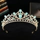 thumbnail image 1 of Nvzi Tiara de boda para novia, diadema de princesa, corona nupcial, joyería para el cabello con diamantes de imitación de cristal, decoración para cumpleaños, fiesta de disfraces (verde), 1 of 3
