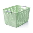 Byikun Plastic Laundry Basket with Silvery Handle Set of 2, Lightweight and Spacious Laundry